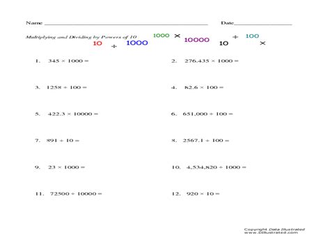 Multiplying And Dividing By Powers Of 10 Worksheet Printable Calendars At A Glance