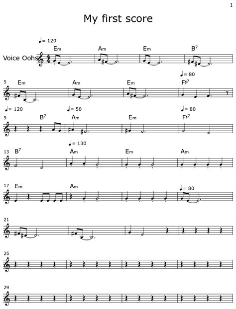 My First Score Sheet Music For Voice Oohs