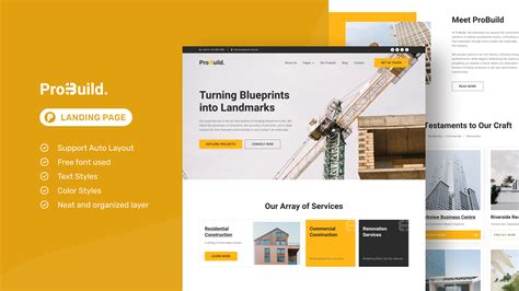 Probuild Construction Landing Page Figma Template Figma