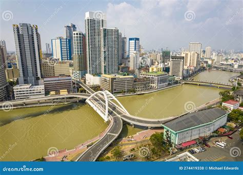 Manila Philippines Aerial Of The Binondo Skyline And The Pasig River