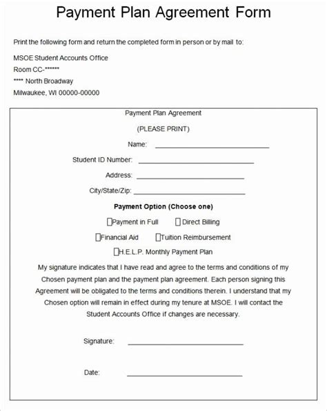 Installment Payment Plan Agreement Template Unique Installment Payment