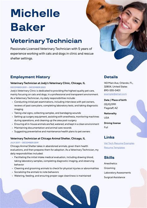 Veterinary Technician Resume Examples Guide Pdf