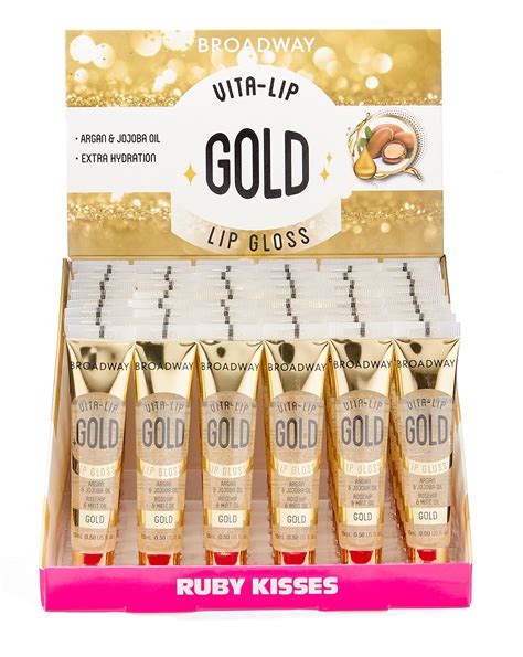 Broadway Vita-Lip Clear Lip Gloss Box Display Set (Gold) - Moisturizing ...