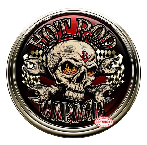 Hot Rod Garage Skull Crest Decal Nostalgia Decals Retro Vinyl