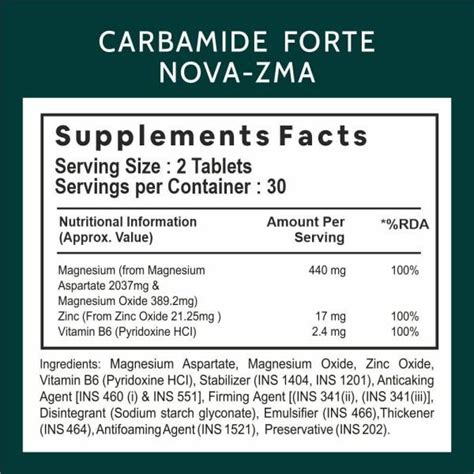 Carbamide Forte Zma Supplements For Men Women Zinc Magnesium