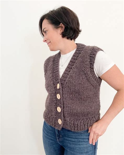 Easy Chunky V Neck Sweater Vest Knitting Pattern Tutorial Wildwood Vest — Ashley Lillis