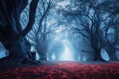 Premium AI Image | Mystical foggy forest Halloween concept 3D Rendering