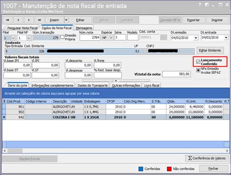 WINT Por que as notas lançadas na entrada ficam na cor vermelho e