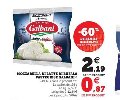 Promo Mozzarella Di Latte Di Bufala Pasteuris Galbani Chez Super U