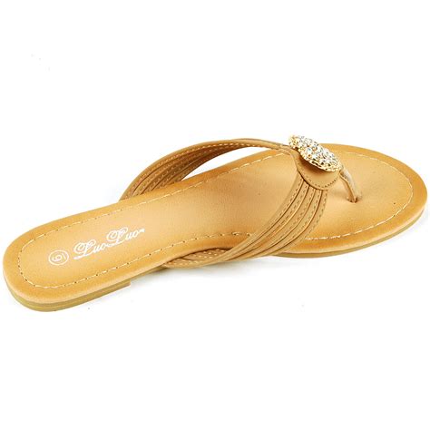 Womens Dressy Flip Flops Gold Rhinestone Strap Sandals Heart Thongs