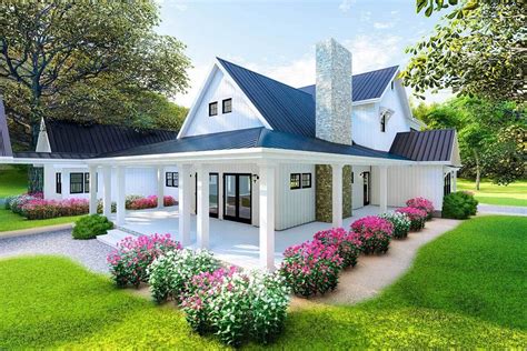 Dreamy Modern Farmhouse Plan With Loft Overlooking Great And Dining Rooms 70603mk