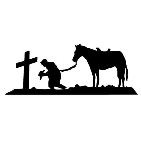 Praying Cowboy And Horse Silhouette