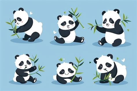 Vector Illustrations Of Cute Pandas In Various Premium Ai Generated