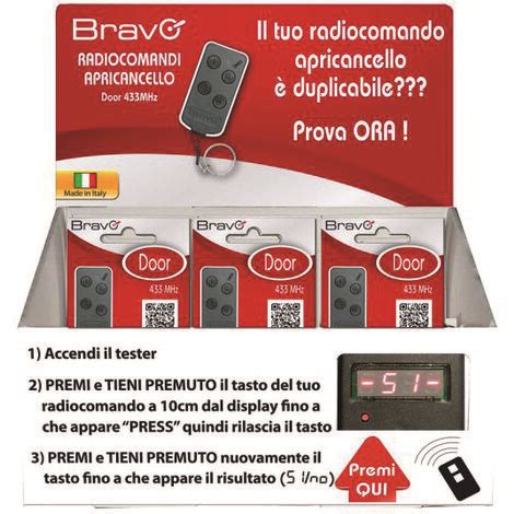 Bravo Radiocomando Apricancello Doorx Codice Fisso Frequenza 433 Mhz