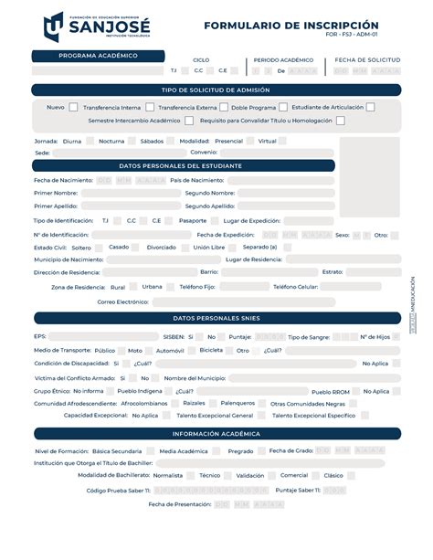 Formulario Formulario De Inscripcin Programa Acad Datos Personales