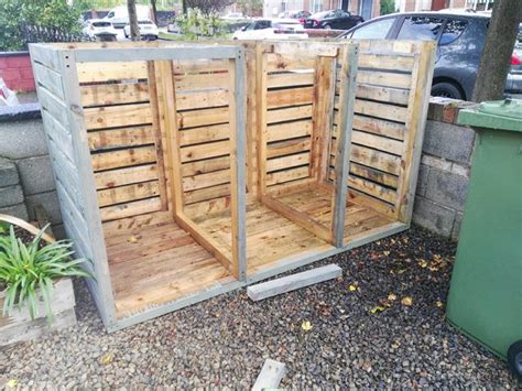 Wheelie Bin Storage Unit Built From Mostly Pallet Wood