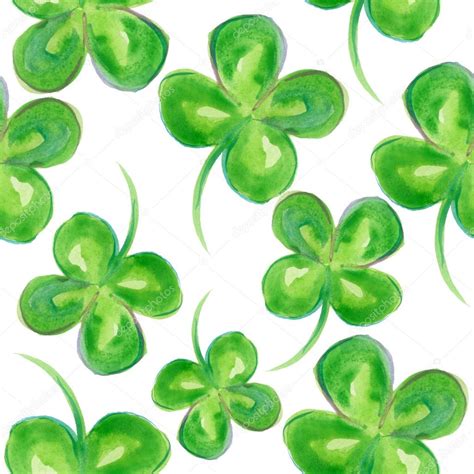 Clover Watercolor Four Leaf Clover Painting Stock Photo Olies