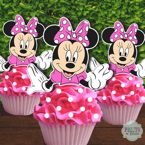 Set Of 12 PINK MINNIE MOUSE Cupcake Toppers Cupcake Picks Etsy