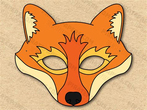 Fox Mask Printable, Paper DIY for Kids and Adults. PDF Template ...