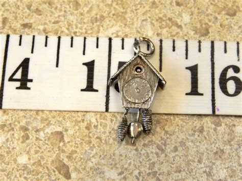 Vintage 800 Sterling Silver Cuckoo Clock Charm Signed Gem