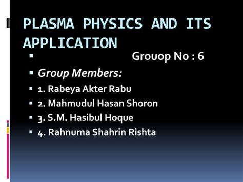 Plasma physics | PPT