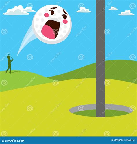 Screaming Golf Ball Stock Vector Illustration Of Scared 89090678