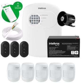 Kit Alarme Intelbras 5 Sensor Presenca Cf E 3 Controles Alarme