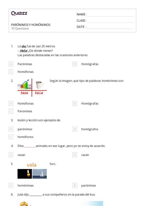 Hom Fonos Y Hom Grafos Hojas De Trabajo Para Grado En Quizizz