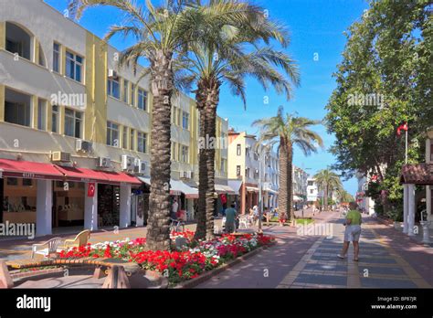 Pedestrian Road And Shopping Mile In Kemer Antalya Turkey Stock Photo