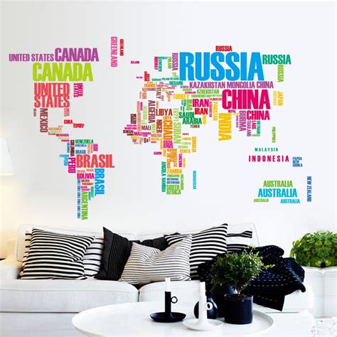 World map Vinyl Wall Decal removable wall decal map vinyl