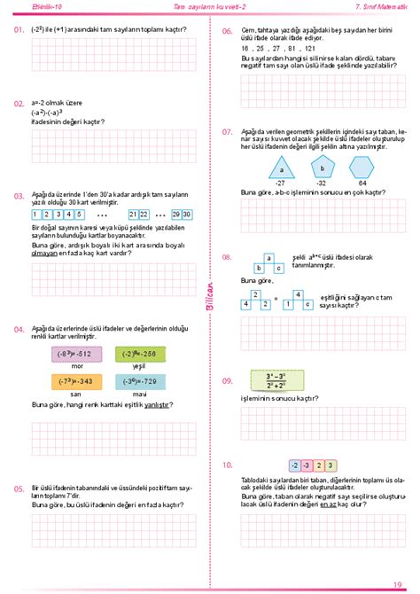 S N F Matematik Tam Say Lar N Kuvveti Al Ma Ka D Derslig