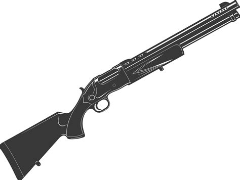 Silhouette Shotgun Gun Military Weapon Black Color Only Vector