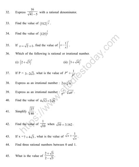 Cbse Class 9 Mental Maths Number System Worksheet Worksheets Library