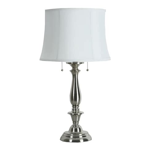 Allen Roth Woodbine 28 In Brushed Nickel Table Lamp With Fabric Shade