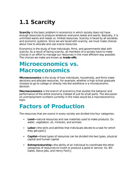 AP Macroeconomics Study Guide Admissions 1 Scarcity Scarcity Is The