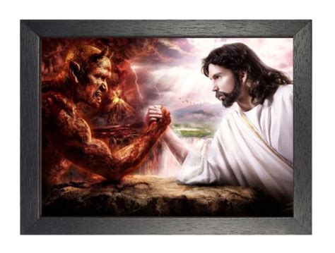 Jesus And The Devil Arm Wrestle Poster Heaven Hell Religion Picture