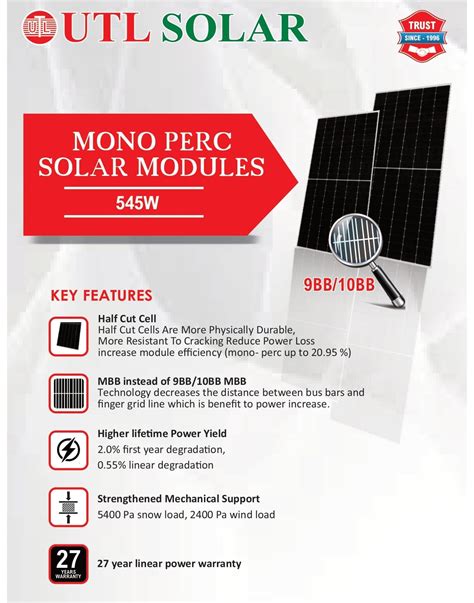 Buy Utl W V Mono Perc Solar Panel At Best Price In India