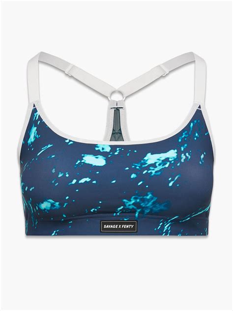 Running Hot Low Impact Lace Up Sports Bra In Blue Multi Savage X Fenty