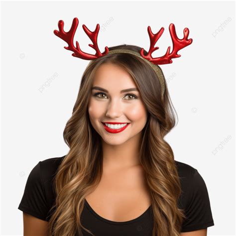 Festive Christmas Reindeer Antler Headband On A Female Head Christmas