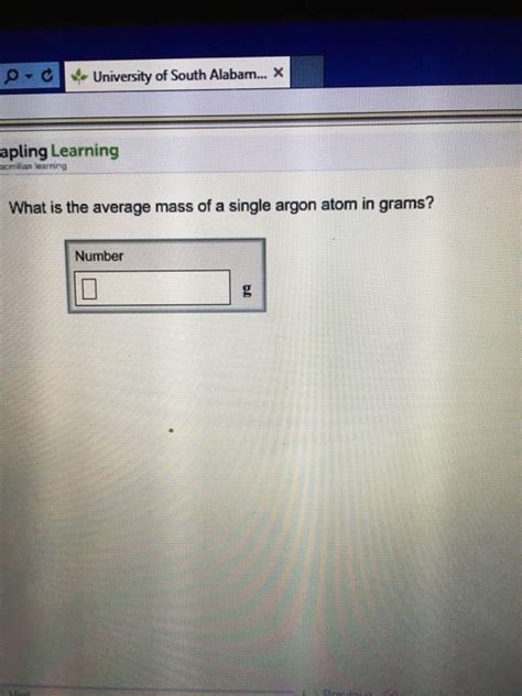 Solved What is the average mass of a single argon atom in | Chegg.com