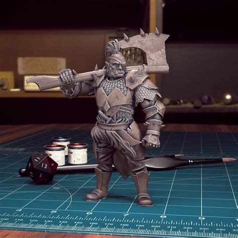 Dnd Heroes Male Orc Fighter Pre Supported D Model D Printable