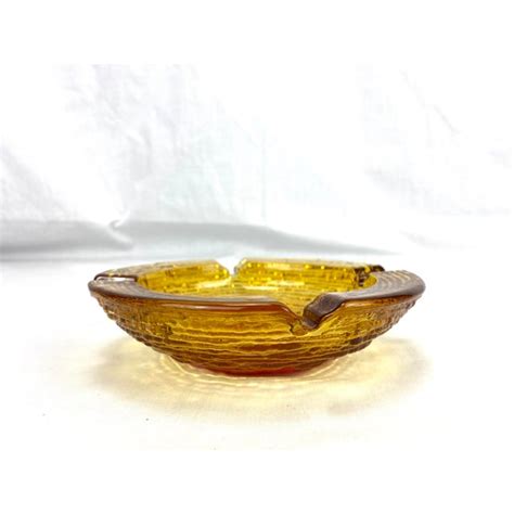 1960s Vintage Blenko Amber Glass Ashtray Chairish