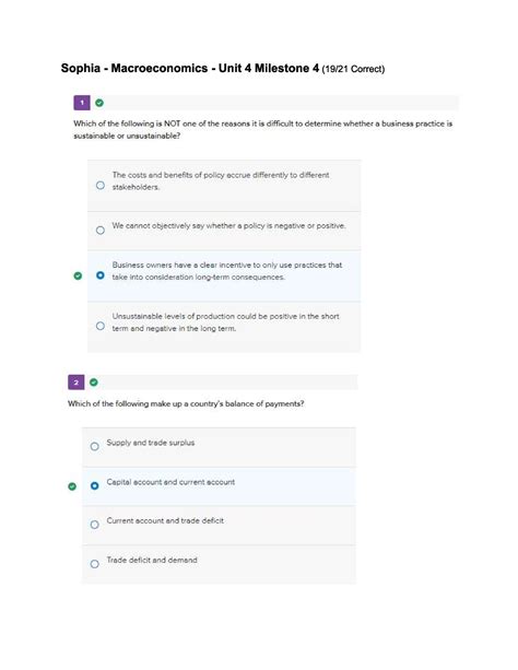 Sophia Macroeconomics Unit 4 Milestone 4 ECON1001 Studocu