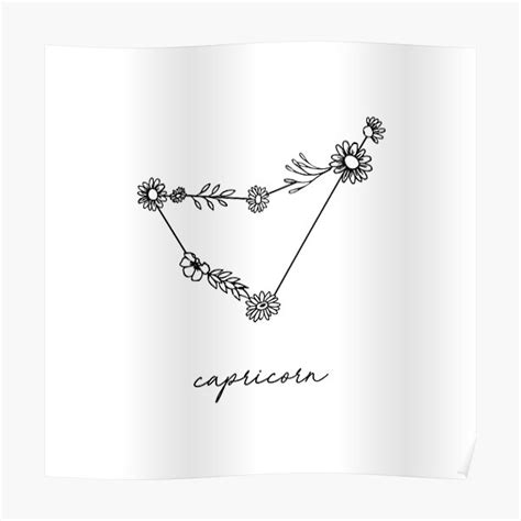 Capricorn Zodiac Wildflower Constellation Poster For Sale By