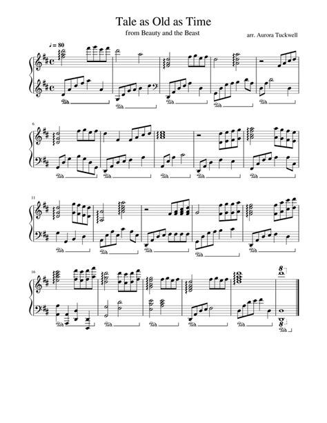 Tale As Old As Time Sheet Music For Piano Solo Download And Print In Pdf Or Midi Free Sheet