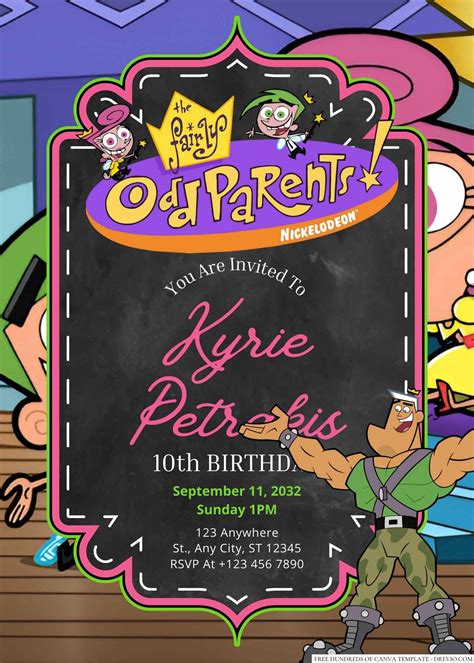 Fairly Oddparents Birthday Invitations Wand Erful Wishes Await