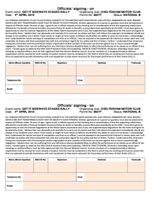 Fillable Online Officials Signing On Officials Signing On Fax