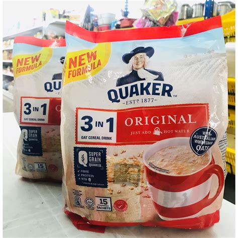 Quaker 3 In 1 Oat Cereal Drink Original 15 Sachet 28 G 420g Shopee