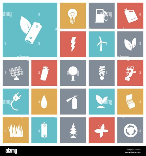 Flat Design Icons For Energy And Ecology Stock Photo Alamy