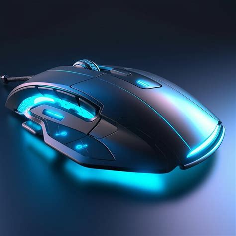 Un Mouse De Computadora Negro Y Plateado Con Una Luz Azul Que Se